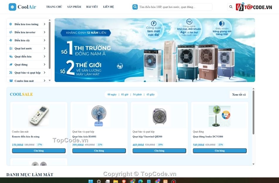 bán website,website bán điều hòa,điều hòa